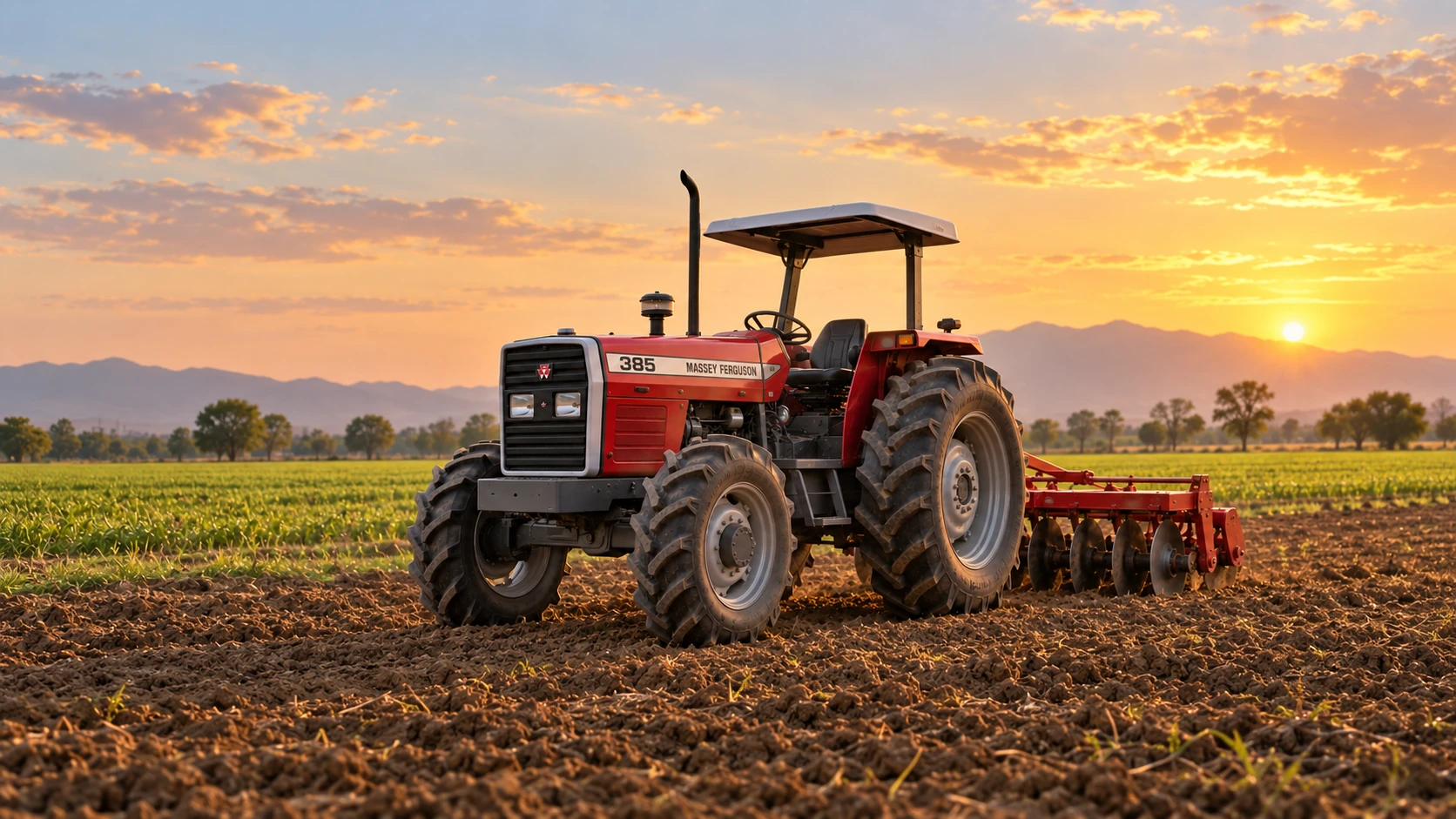 Farmac agricultural tractor in the field