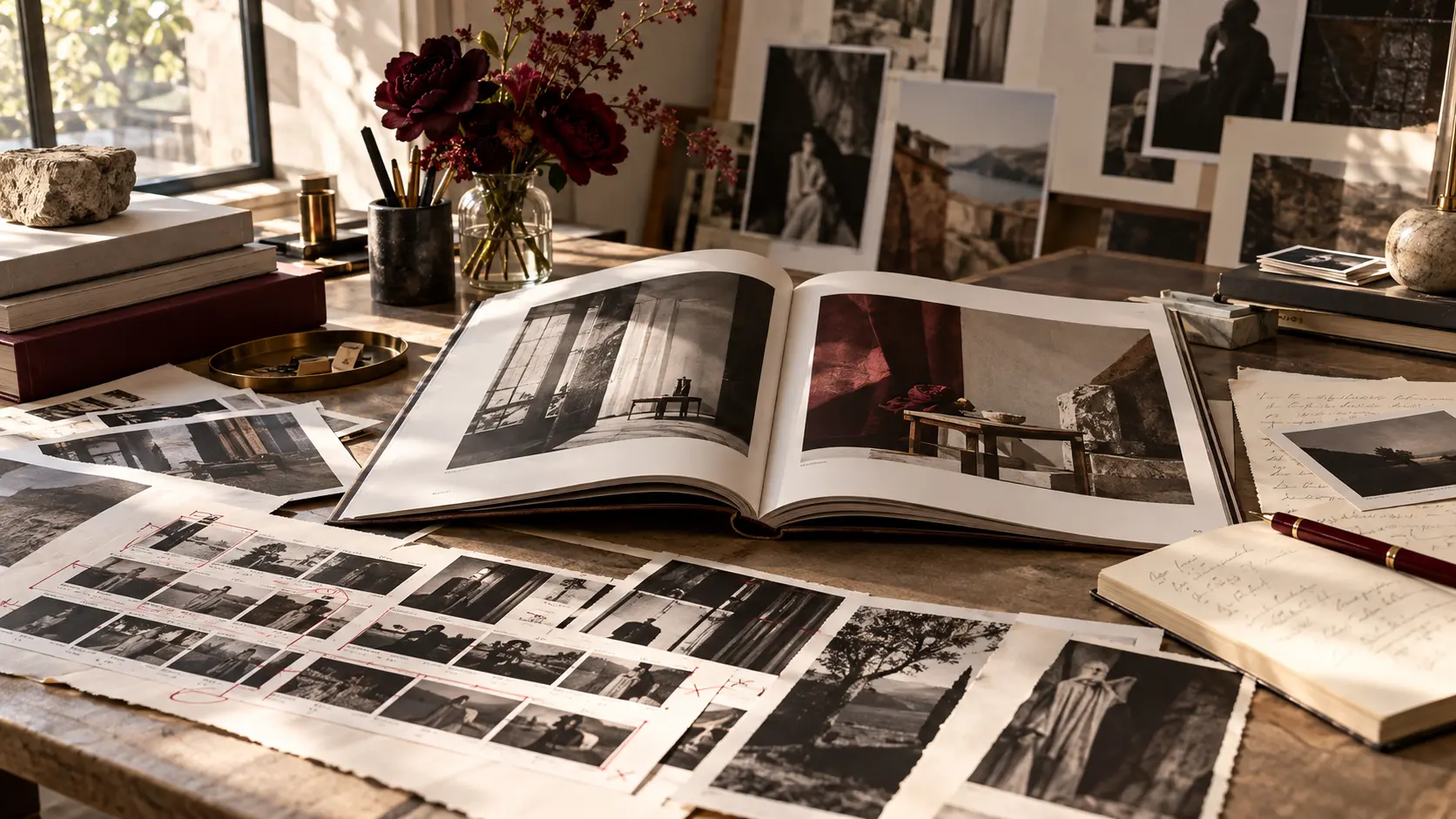 Independent magazine and editorial materials on a publishing desk
