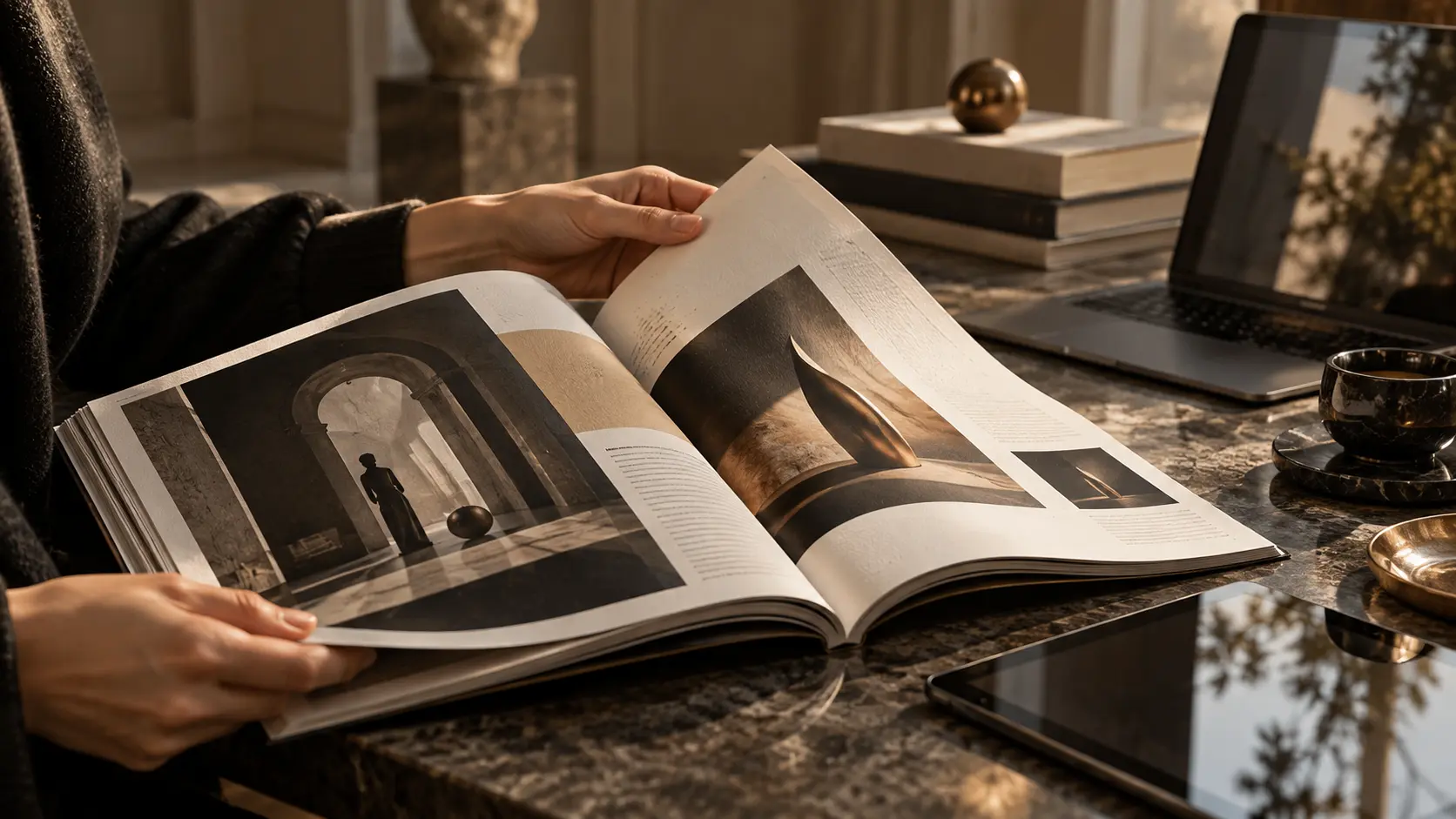 Printed magazine on a quiet reading table
